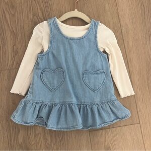 Denim Heart Valentines Jumper Dress Outfit